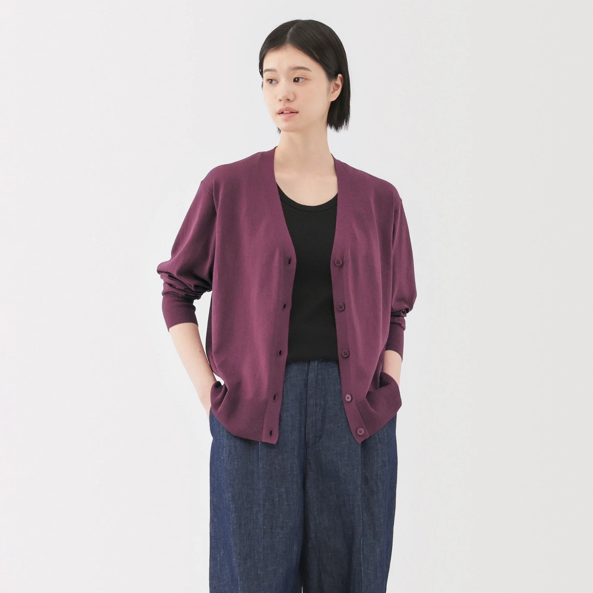 Women's Light Knit V-Neck Cardigan - Image 59