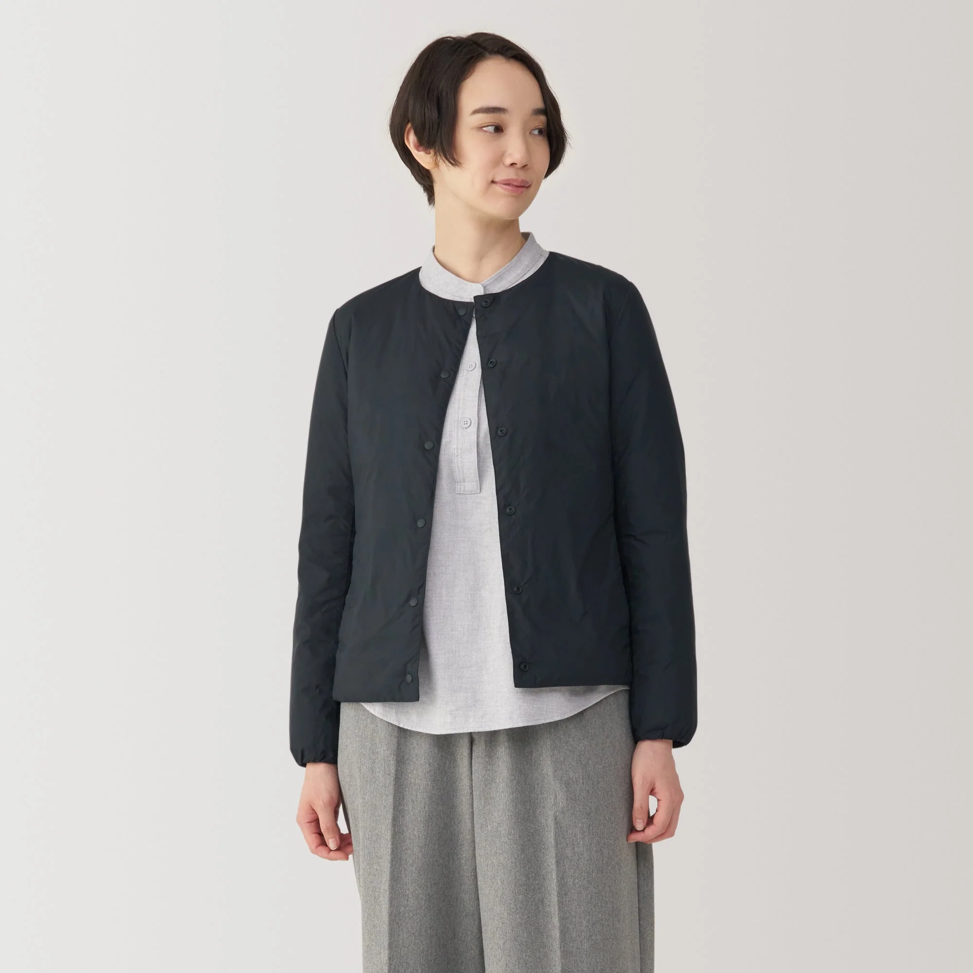 Women's Lightweight Down Collarless Jacket - Image 14