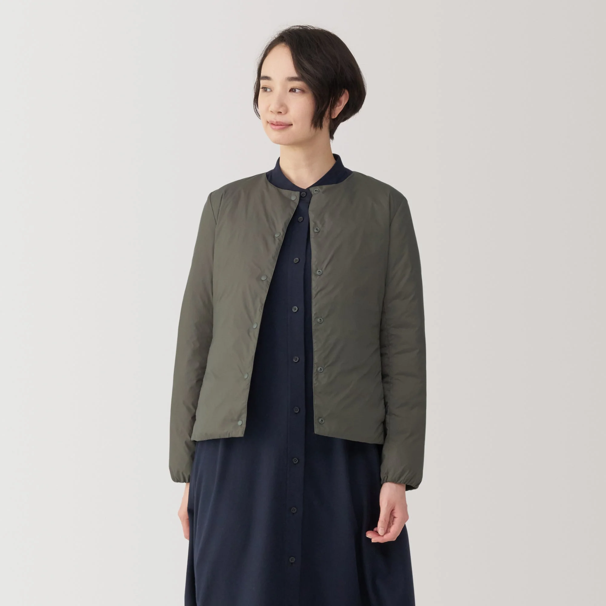 Women's Lightweight Down Collarless Jacket - Image 36