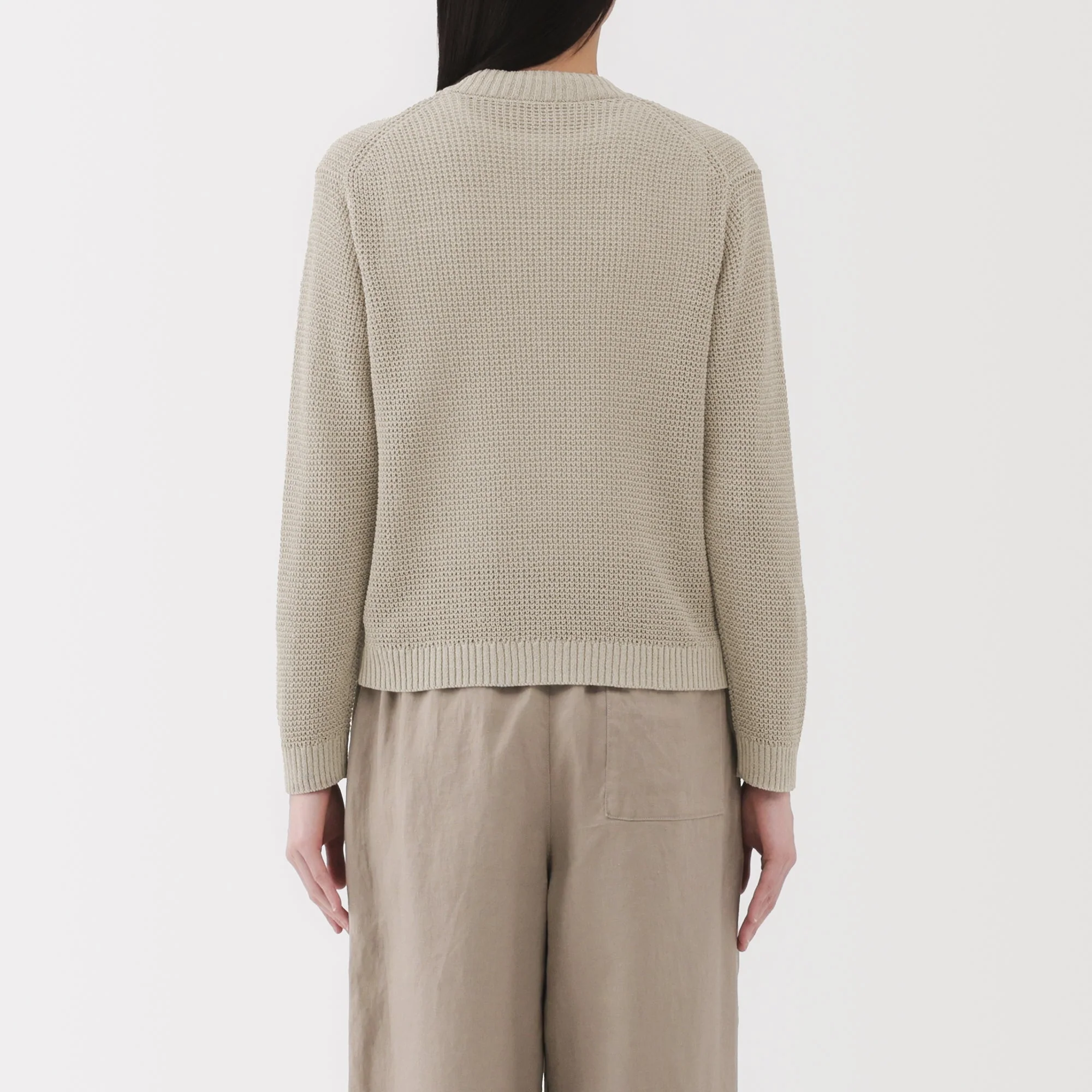 Women's Linen Blend Mesh V Neck Cardigan - Image 13