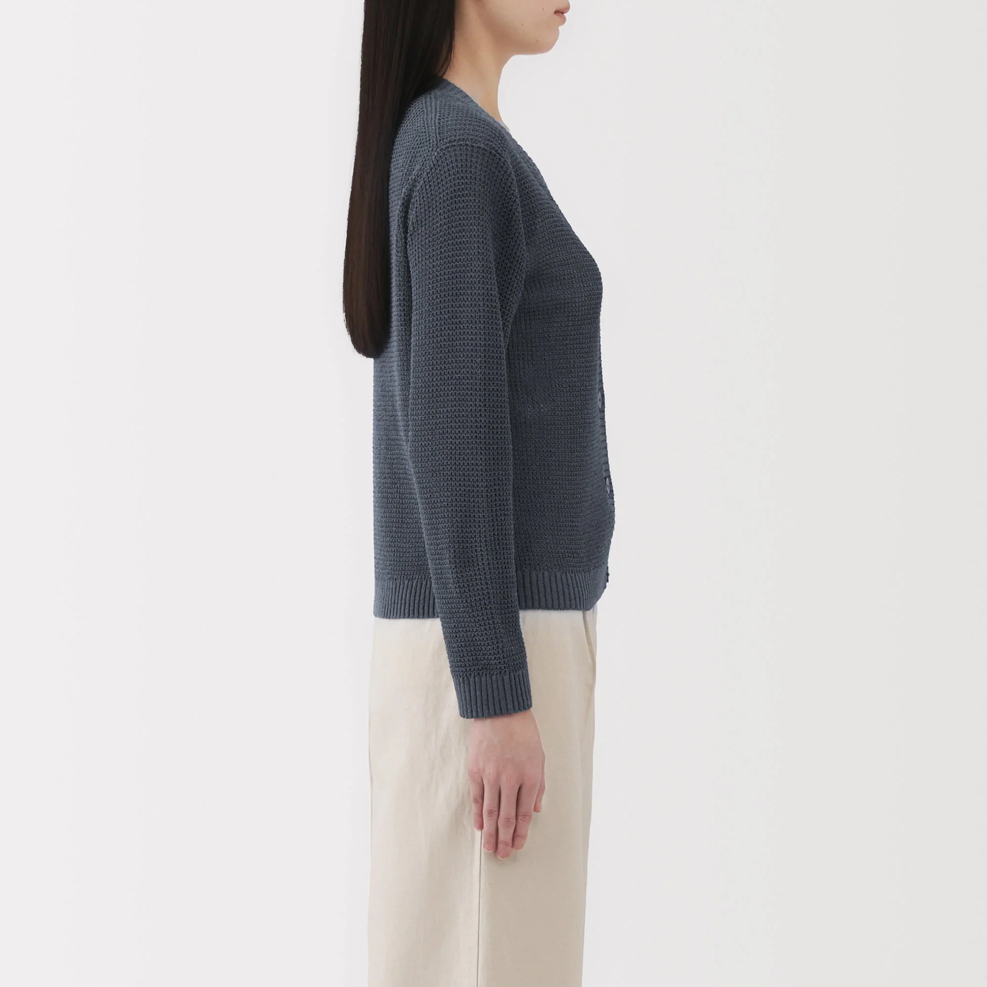 Women's Linen Blend Mesh V Neck Cardigan - Image 19