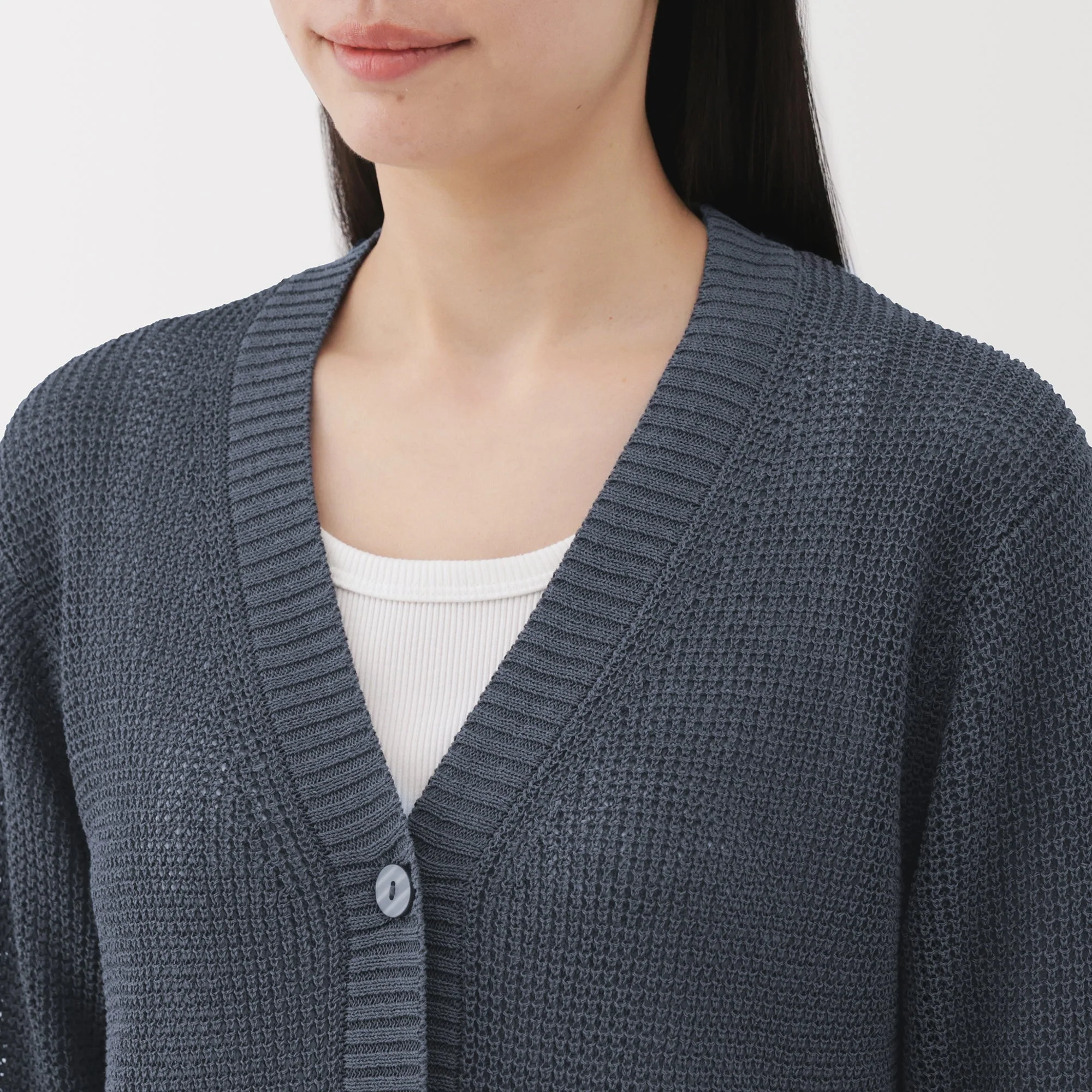 Women's Linen Blend Mesh V Neck Cardigan - Image 21