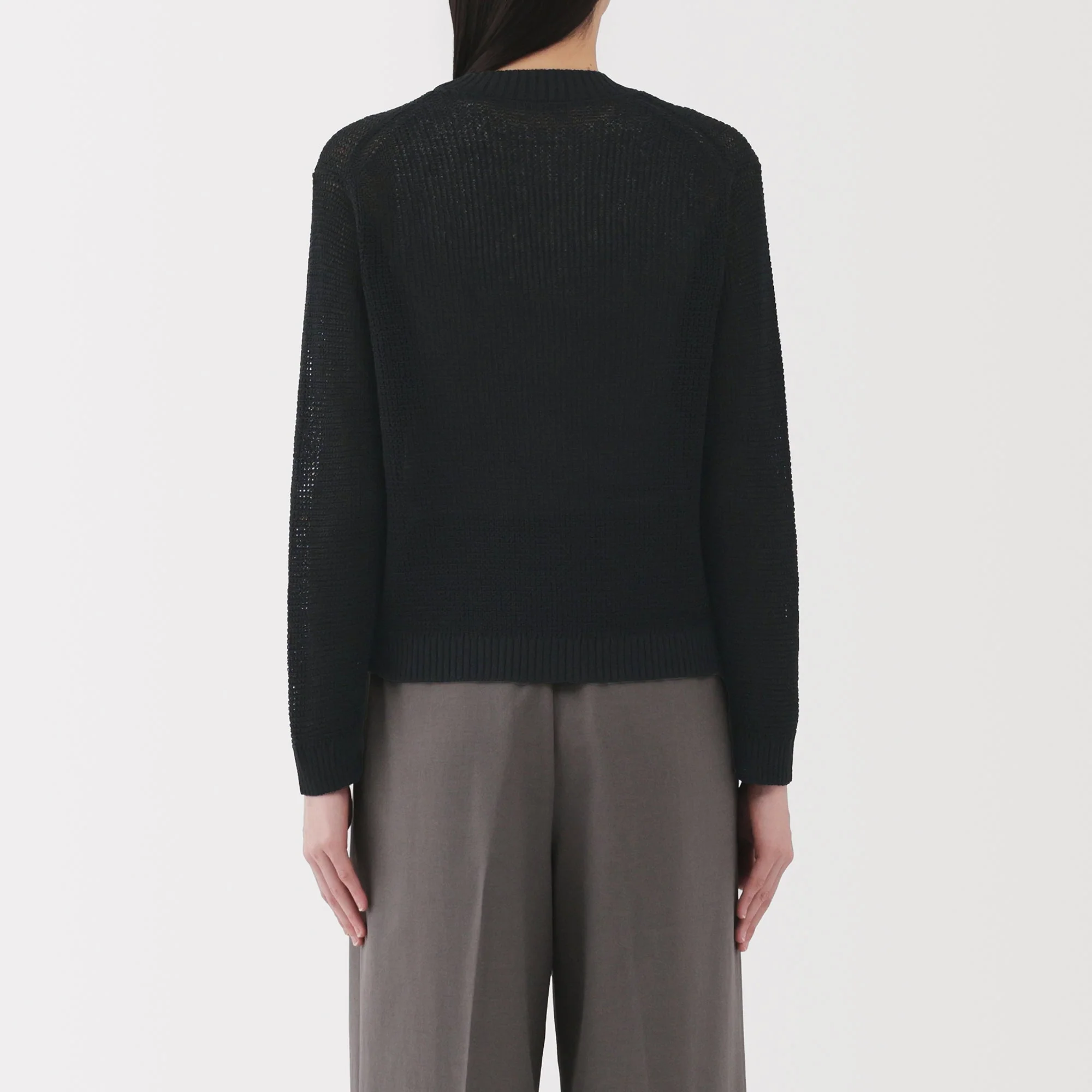 Women's Linen Blend Mesh V Neck Cardigan - Image 6