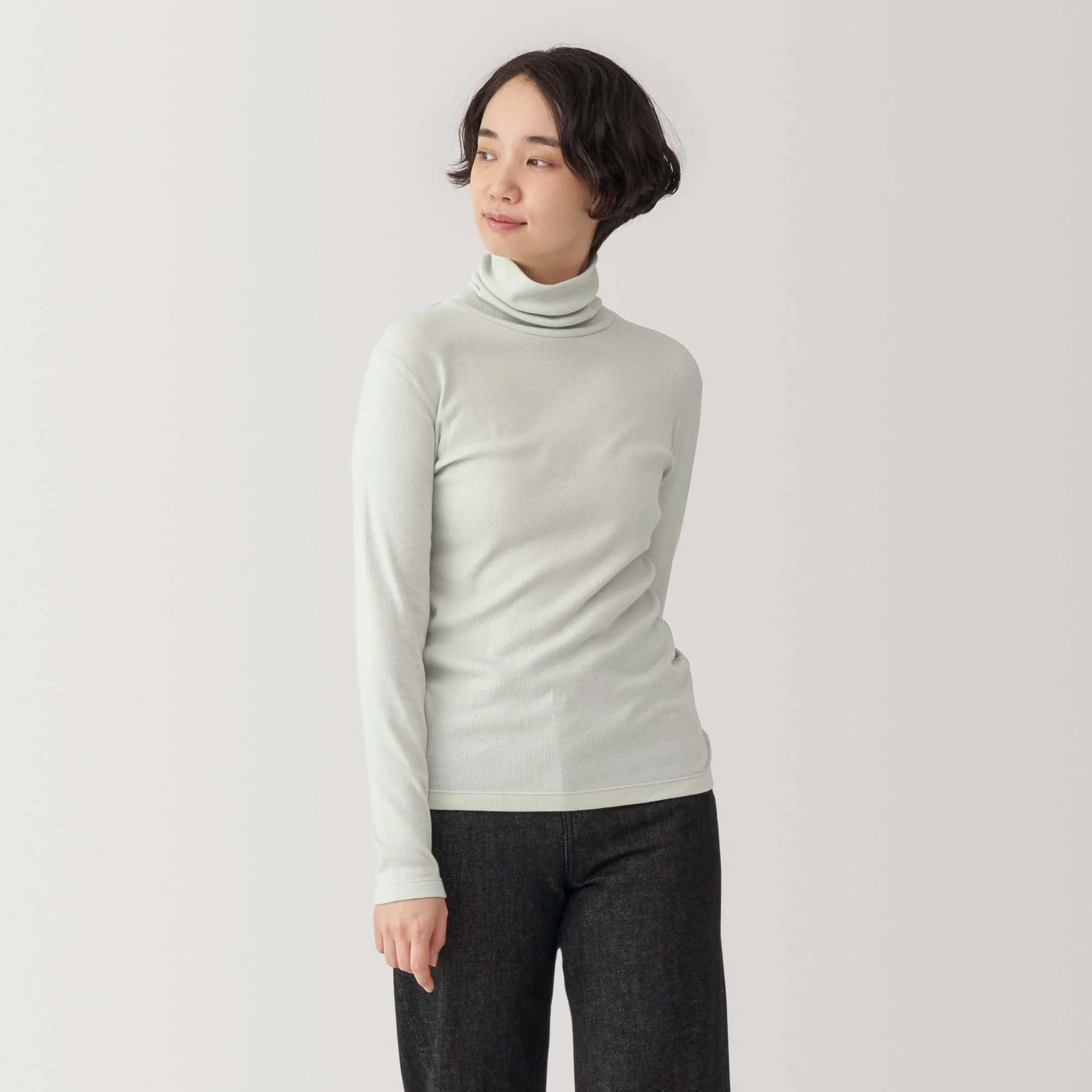 Women's Soy Fibre Blend Ribbed Turtleneck Long Sleeve T-Shirt - Image 27