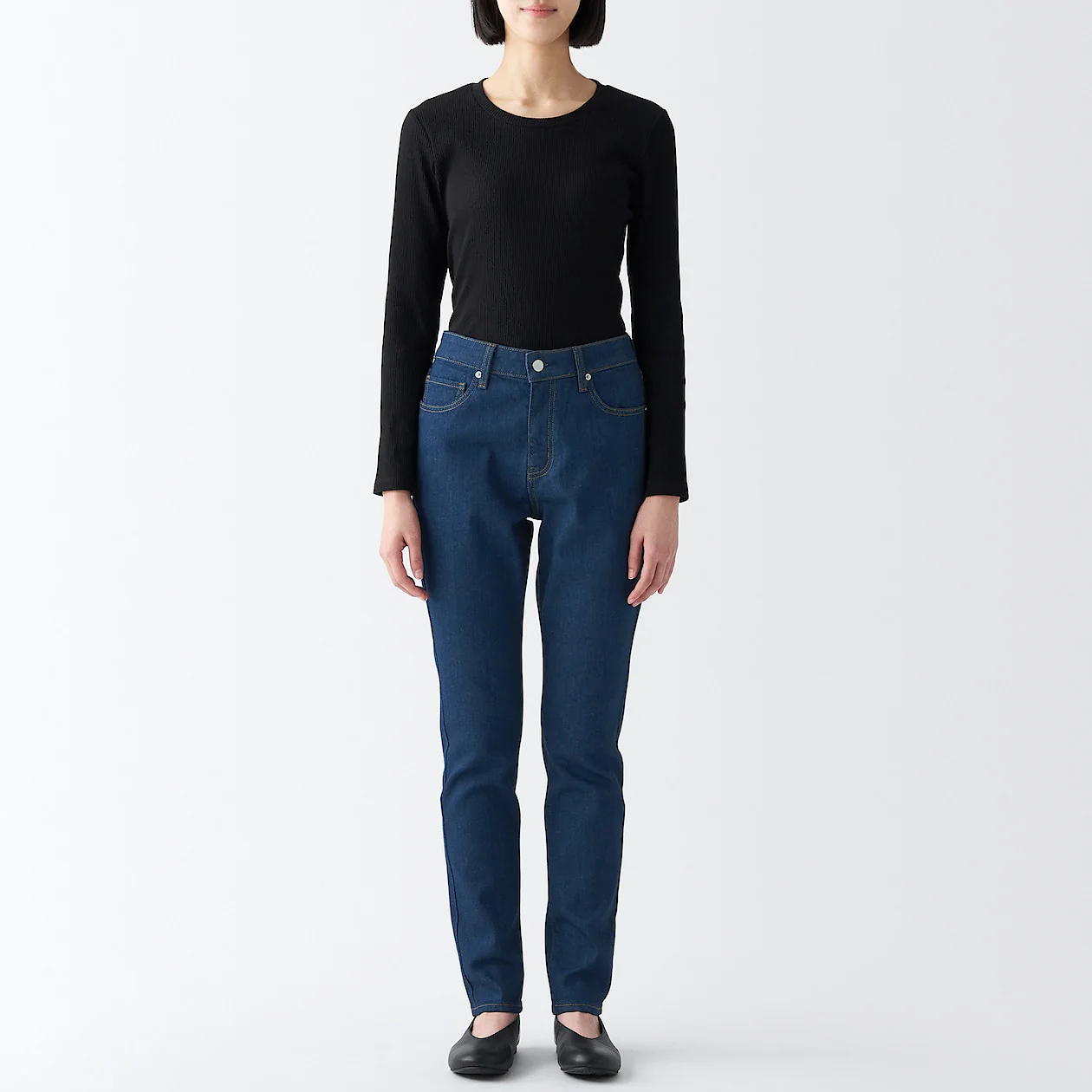Women's Stretch Denim Slim Pants Blue (L 30inch / 75cm)