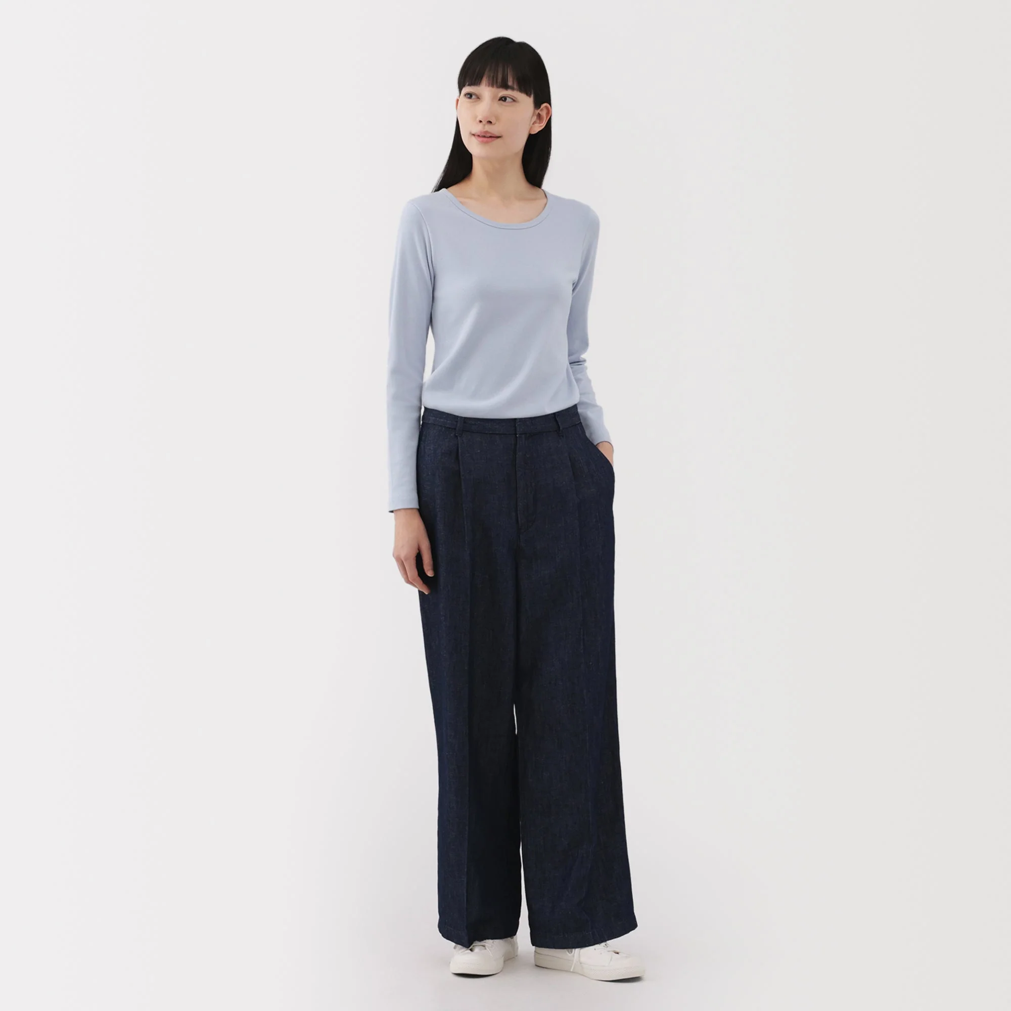 Women's Stretch Ribbed Crew Neck Long Sleeve T-Shirt - Image 22