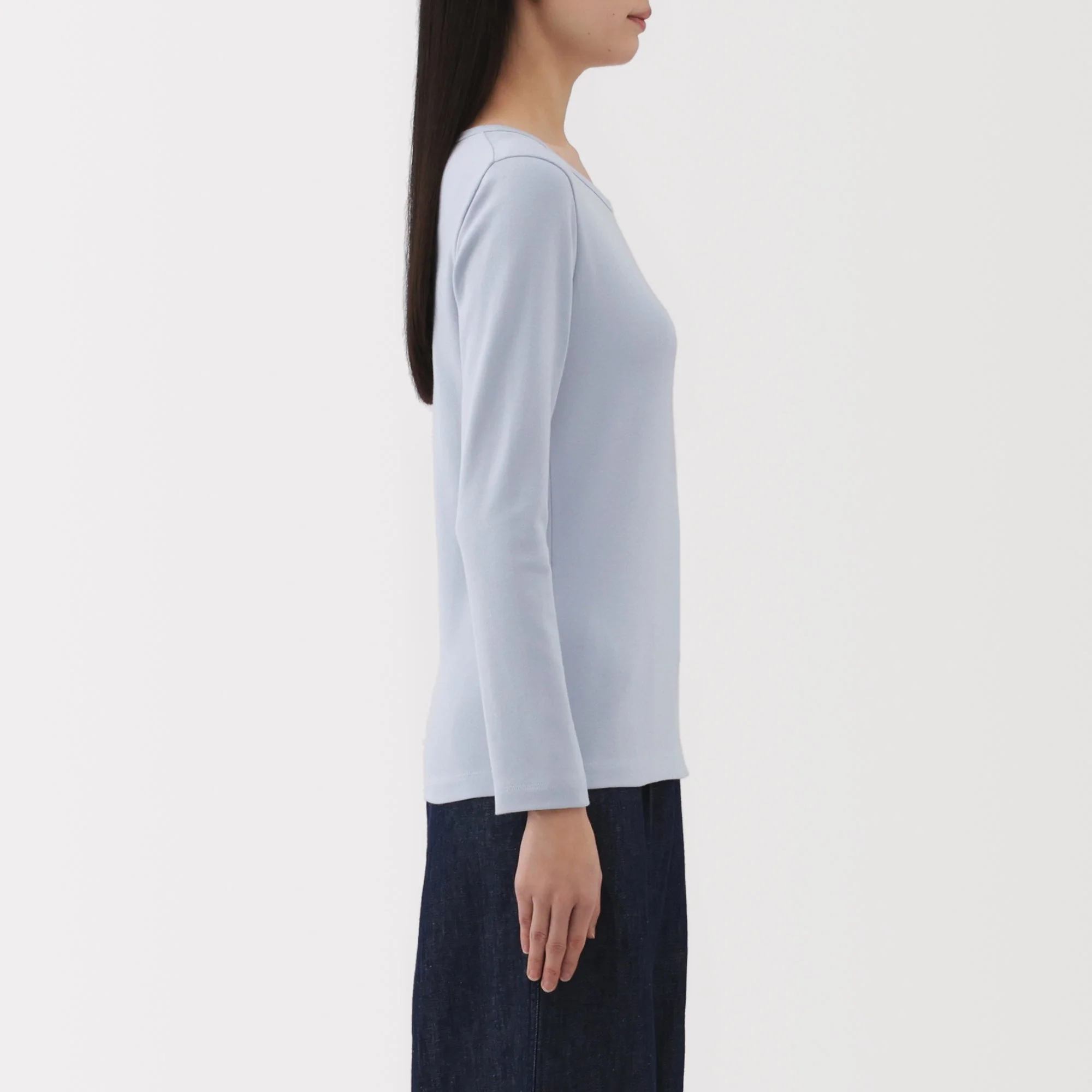 Women's Stretch Ribbed Crew Neck Long Sleeve T-Shirt - Image 23