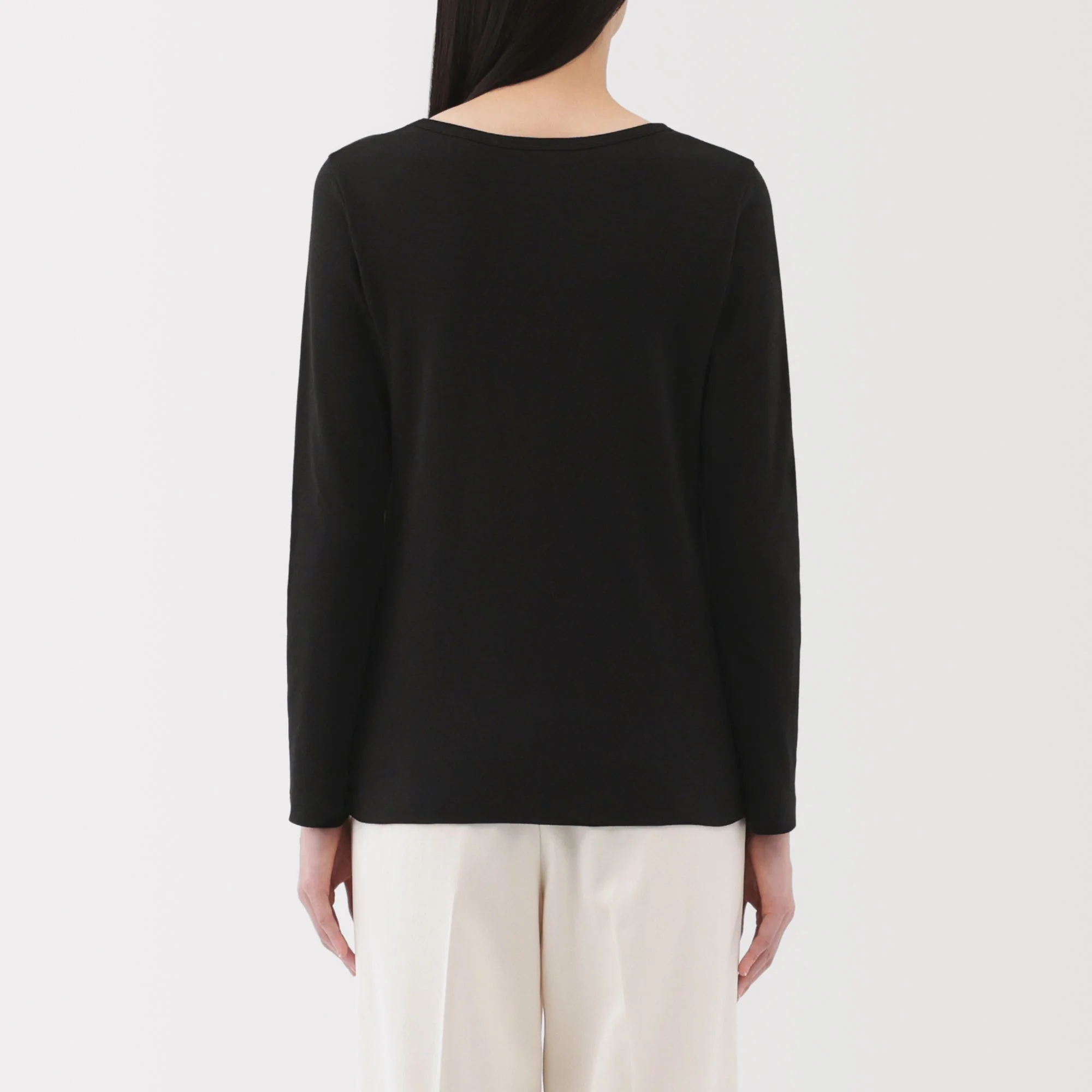 Women's Stretch Ribbed Crew Neck Long Sleeve T-Shirt - Image 6