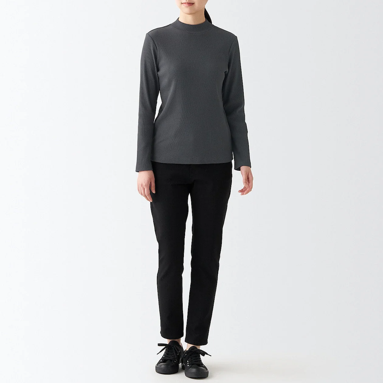 Women's Stretch Ribbed High Neck T-Shirt - Image 13