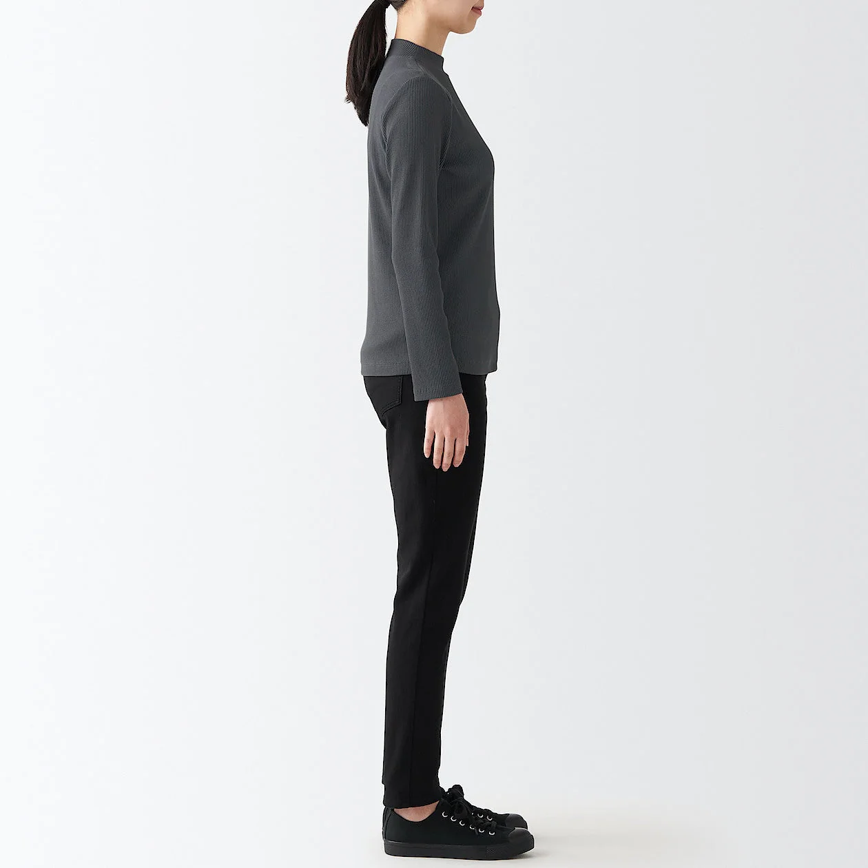 Women's Stretch Ribbed High Neck T-Shirt - Image 14