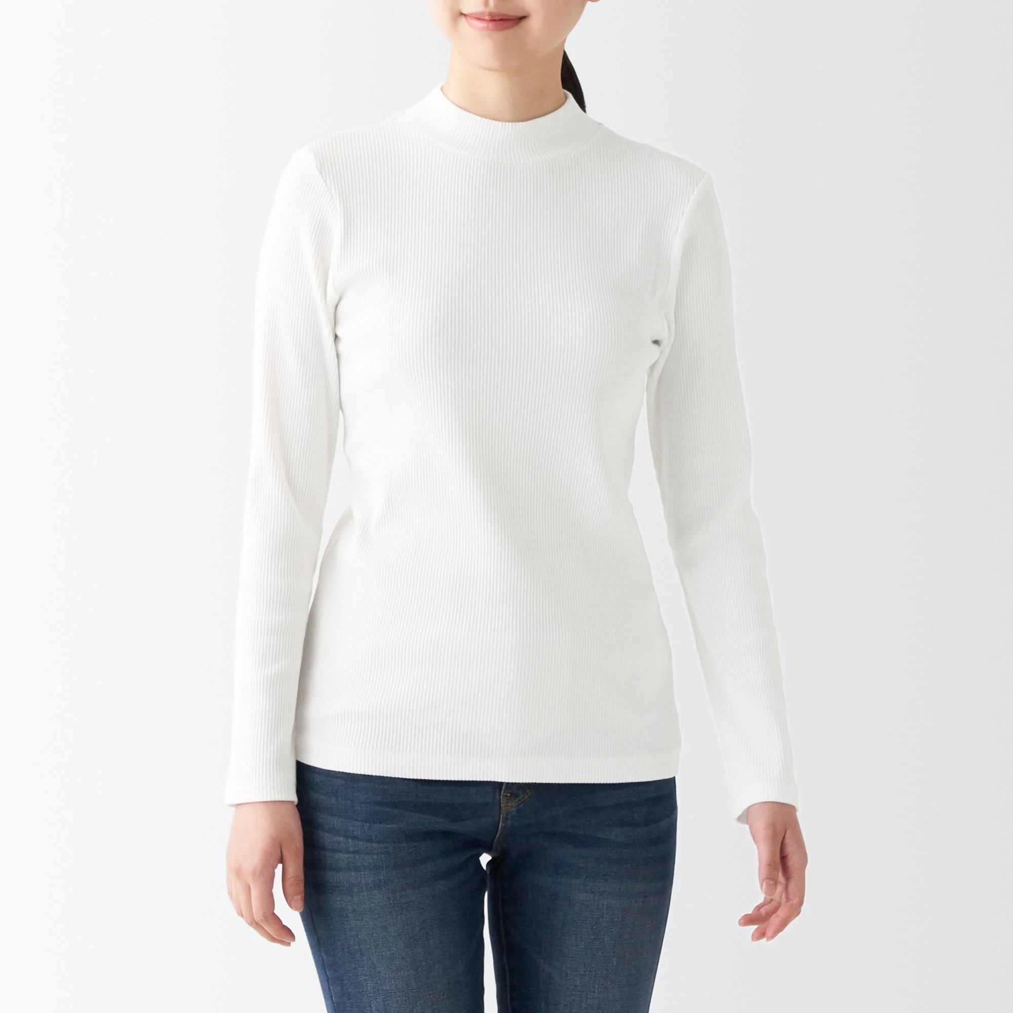 Women's Stretch Ribbed High Neck T-Shirt - Image 3