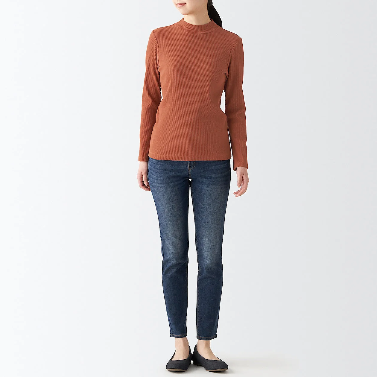 Women's Stretch Ribbed High Neck T-Shirt - Image 34