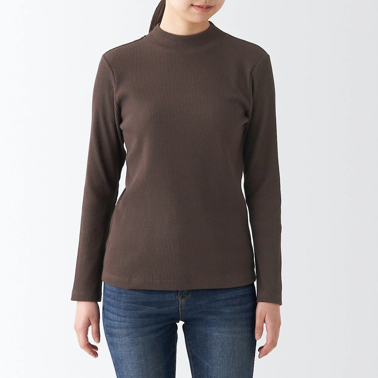 Women's Stretch Ribbed High Neck T-Shirt - Image 38