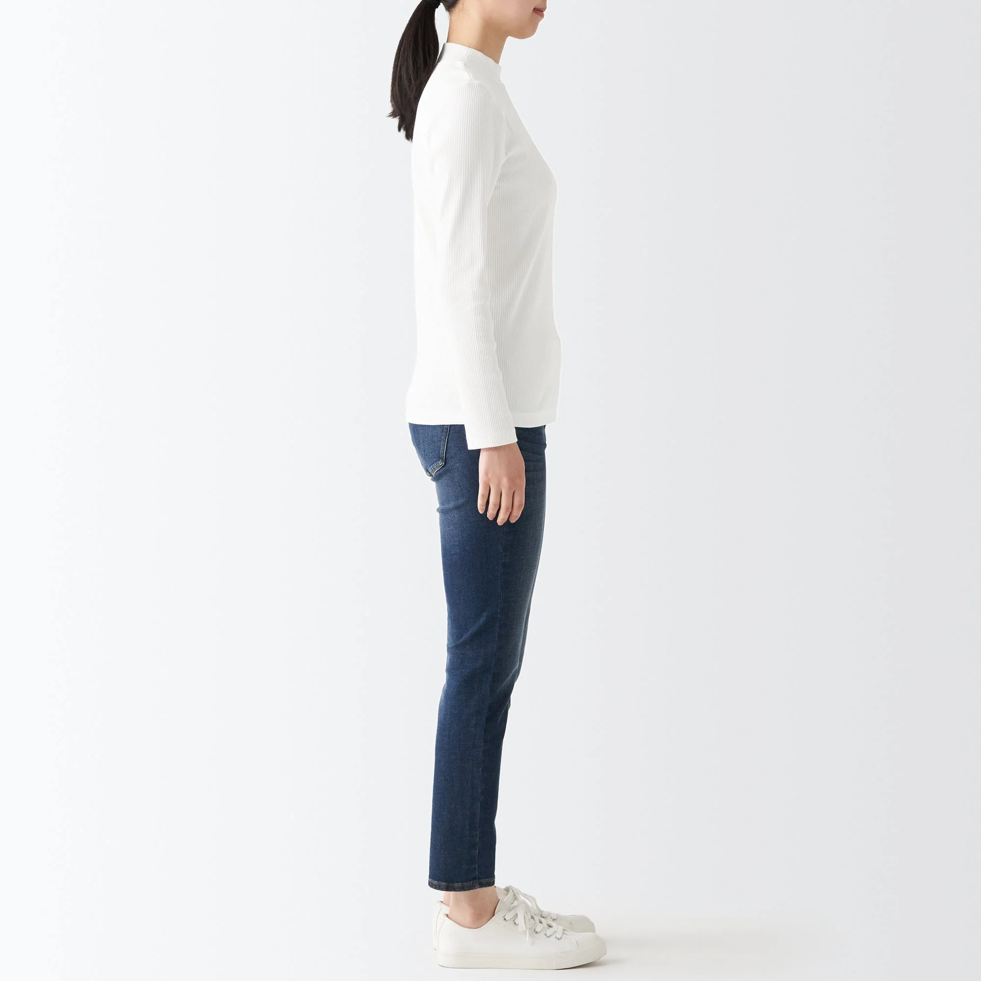 Women's Stretch Ribbed High Neck T-Shirt - Image 4
