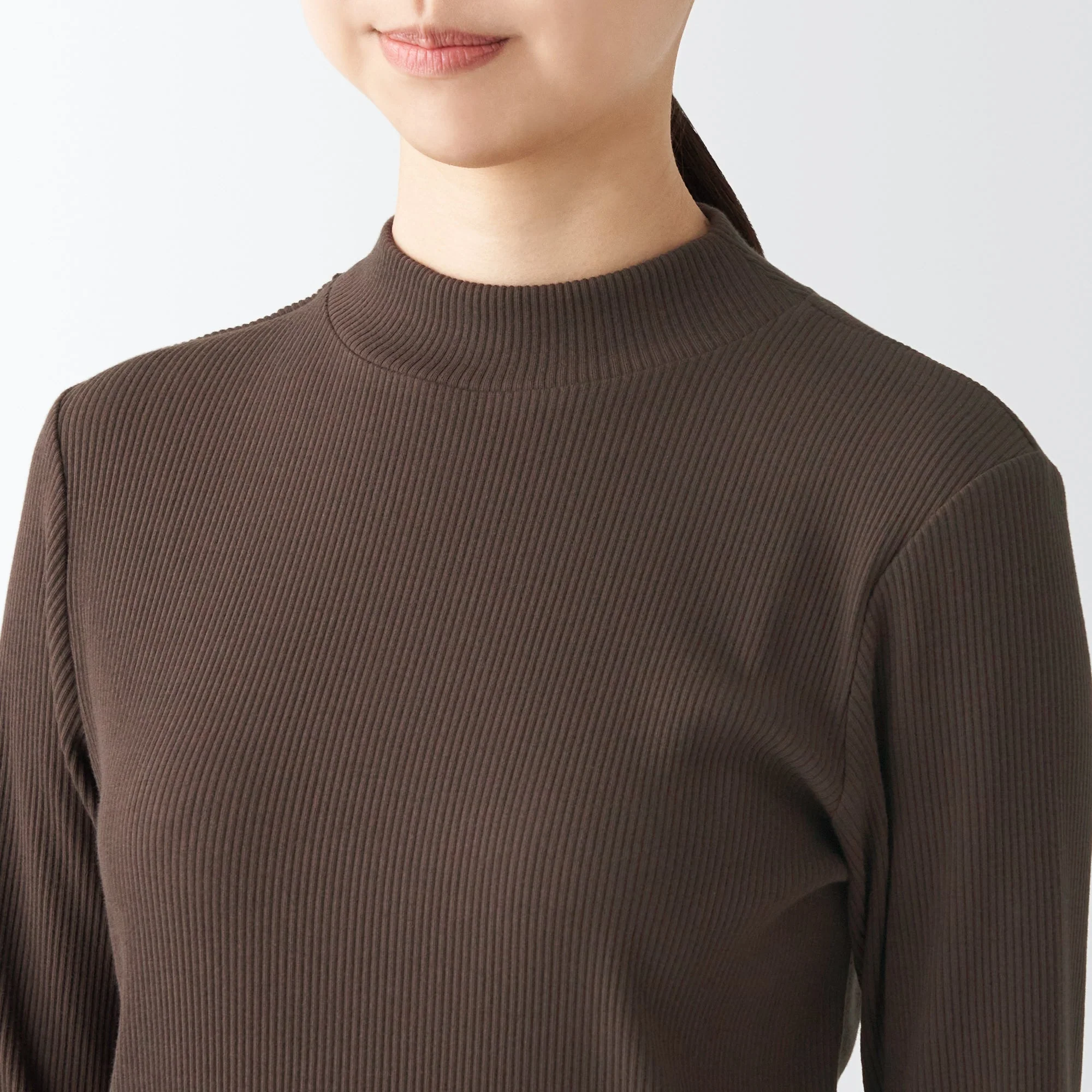 Women's Stretch Ribbed High Neck T-Shirt - Image 43