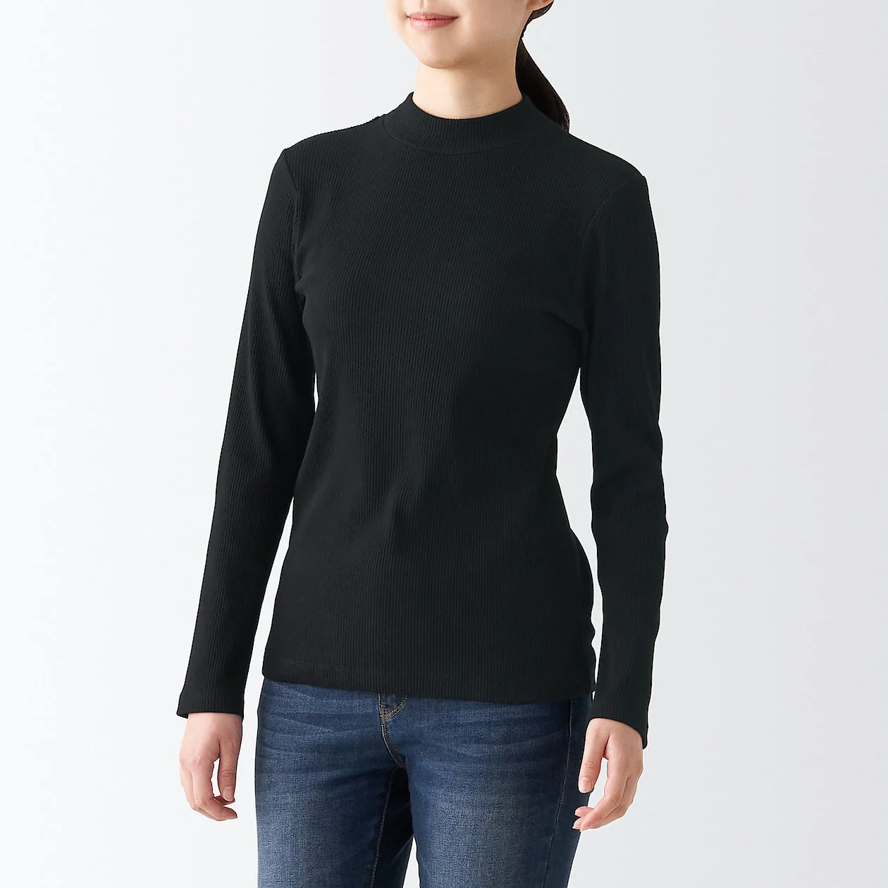 Women's Stretch Ribbed High Neck T-Shirt - Image 46