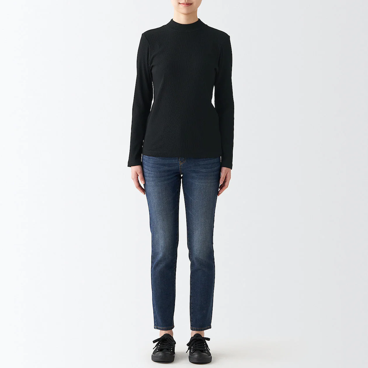 Women's Stretch Ribbed High Neck T-Shirt - Image 47
