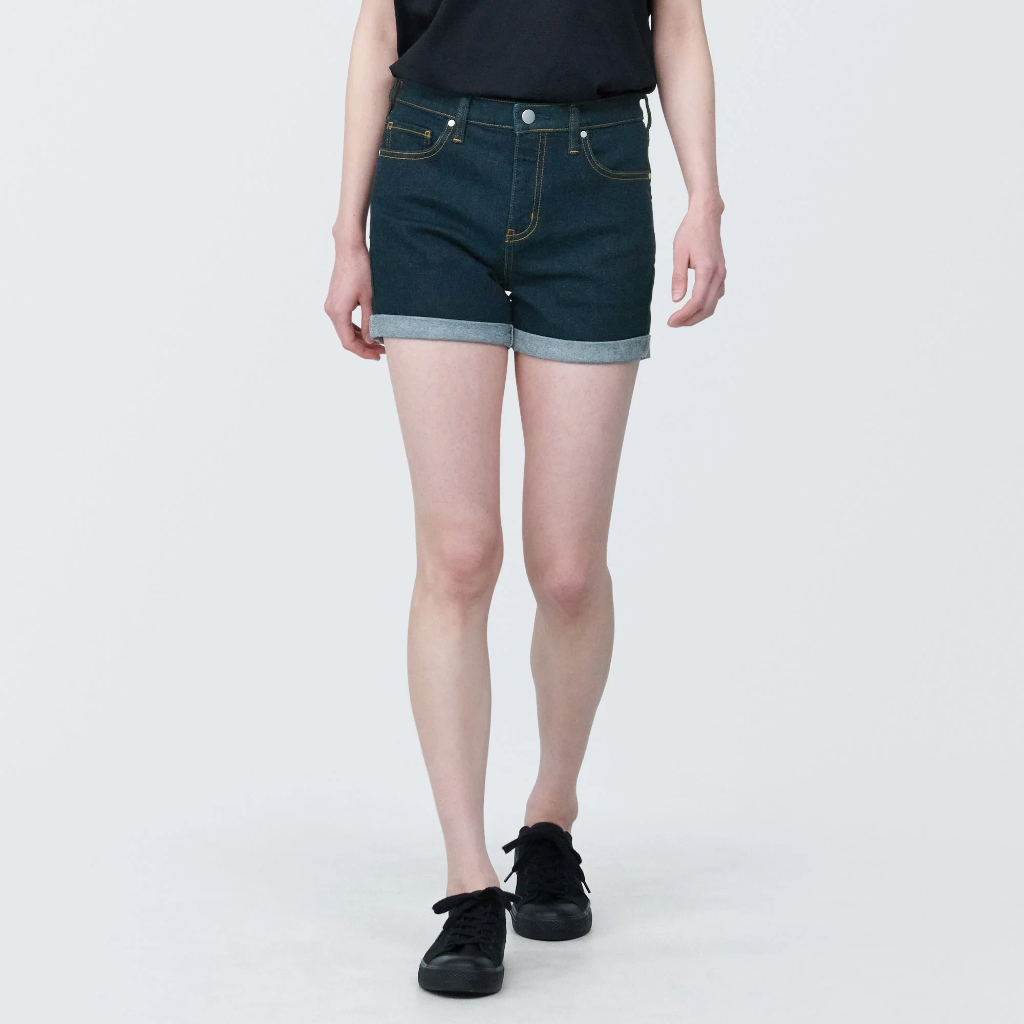 Women's Super Stretchy Denim Shorts Dark Navy - Image 11