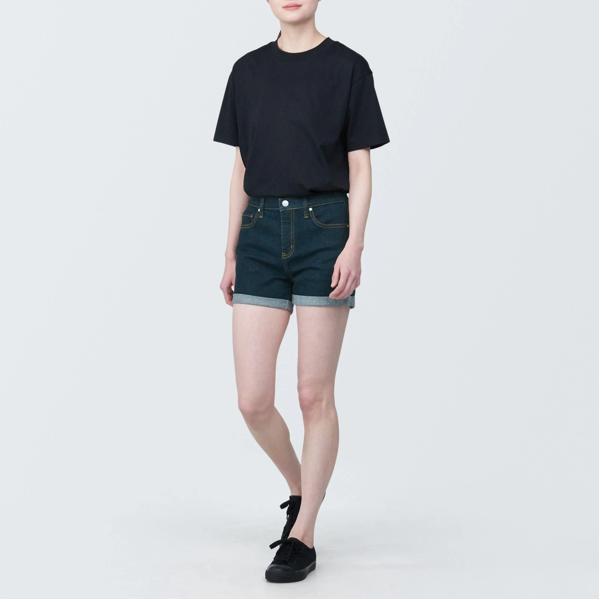 Women's Super Stretchy Denim Shorts Dark Navy - Image 3