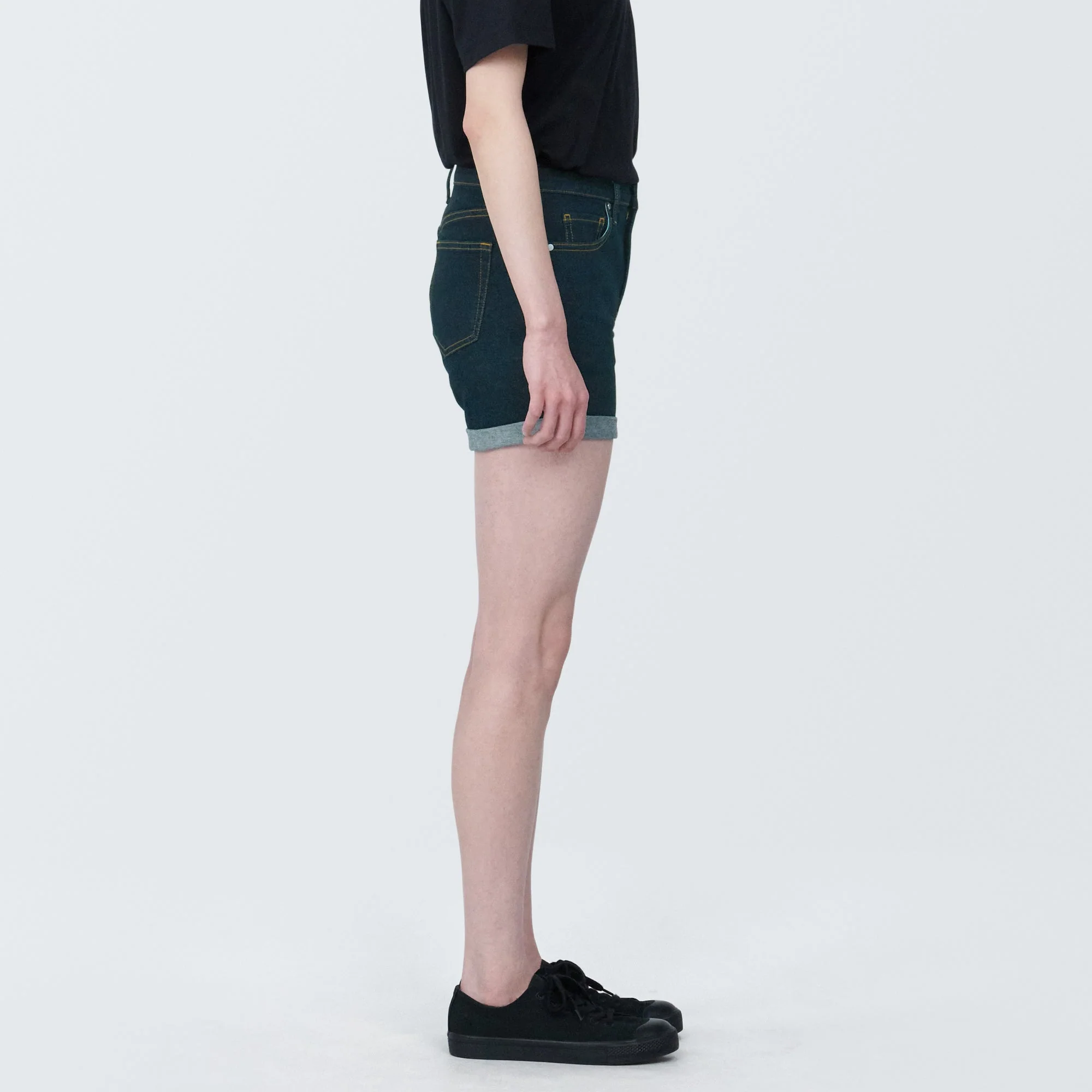 Women's Super Stretchy Denim Shorts Dark Navy - Image 4
