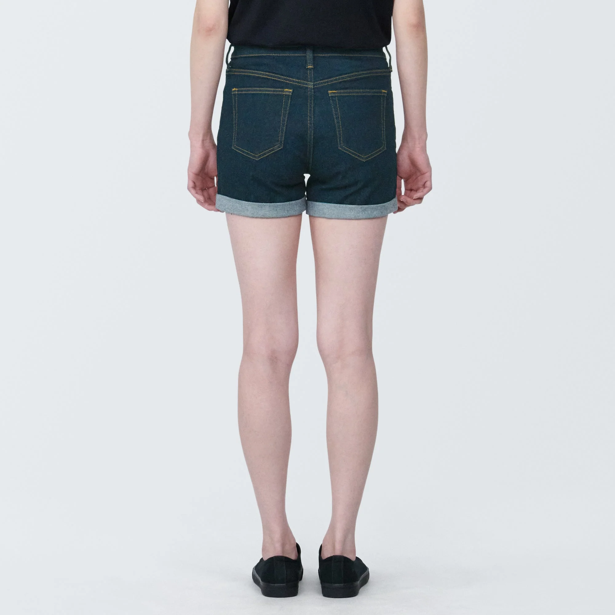 Women's Super Stretchy Denim Shorts Dark Navy - Image 5
