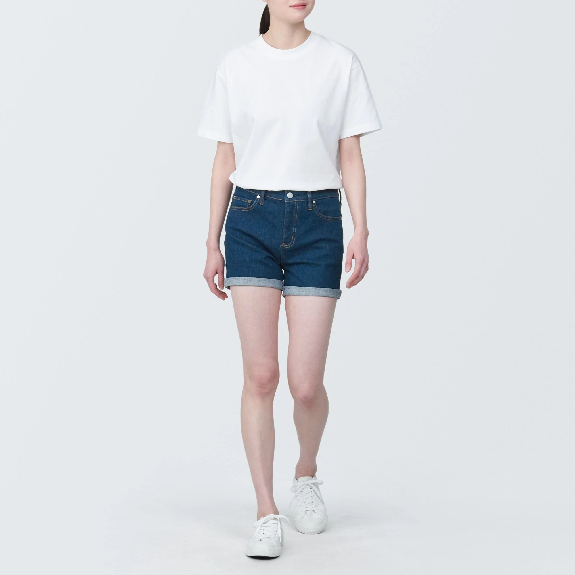 Women's Super Stretchy Denim Shorts Blue - Image 4