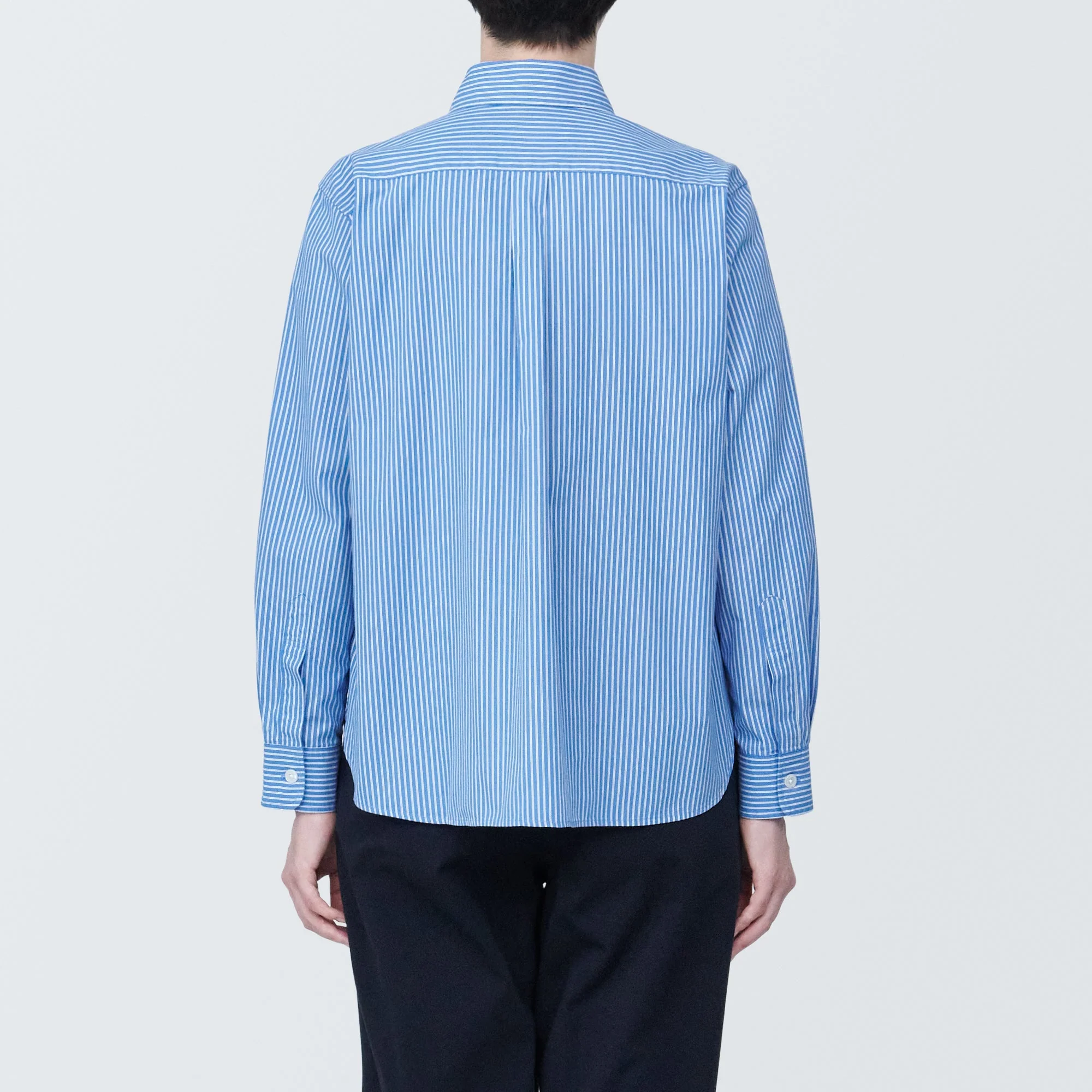 Women's Washed Broad Regular Collar Long Sleeve Striped Shirt - Image 33