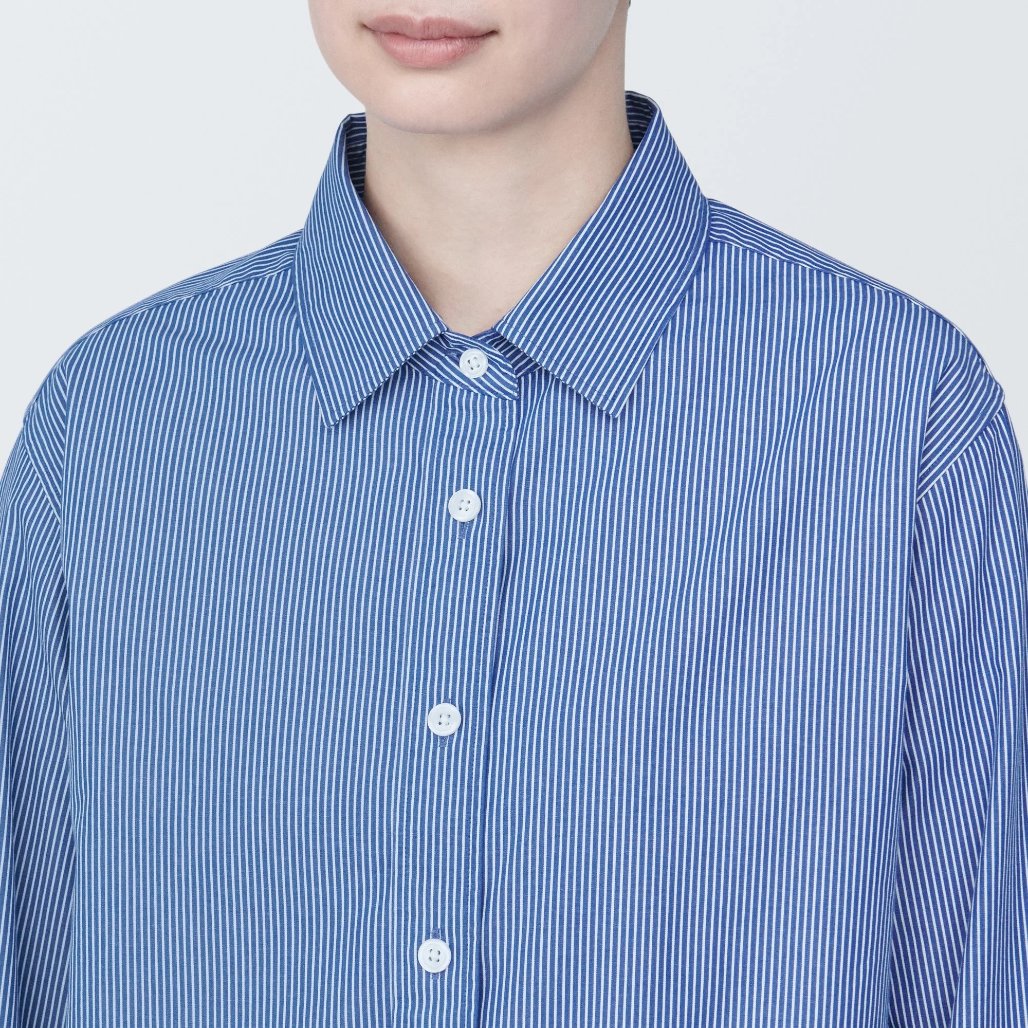 Women's Washed Broad Regular Collar Long Sleeve Striped Shirt - Image 43
