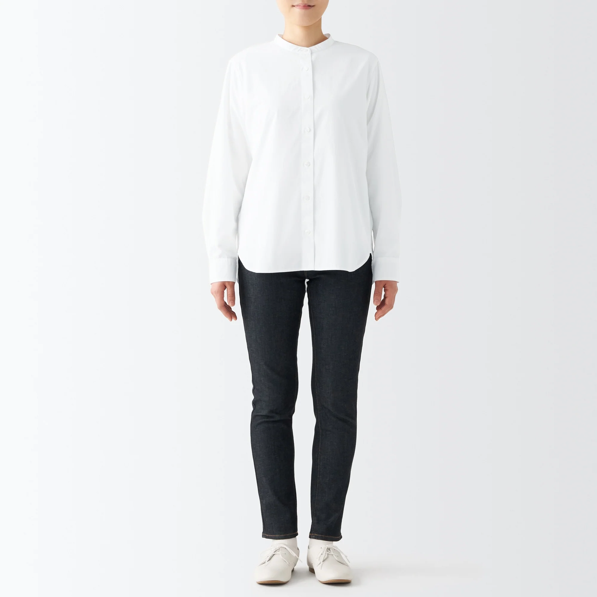 Women's Washed Broad Stand Collar Shirt - Image 3