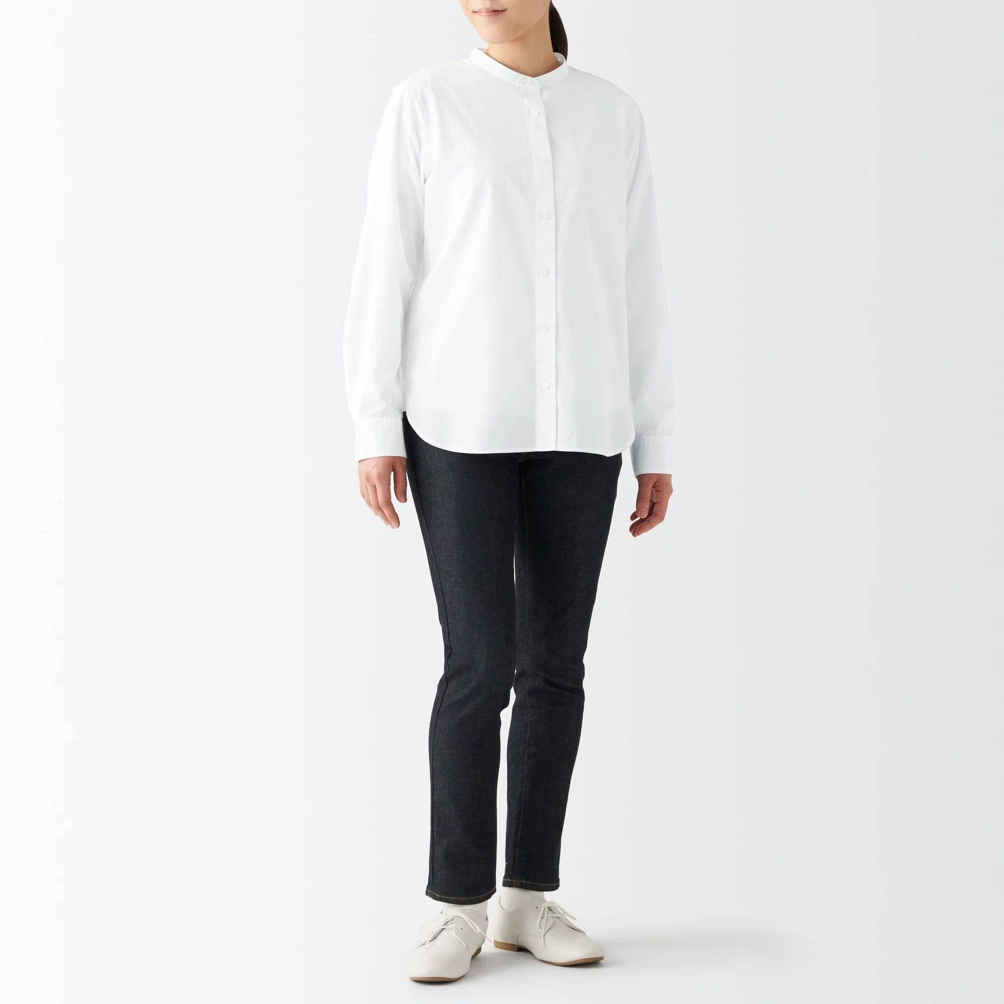 Women's Washed Broad Stand Collar Shirt - Image 6