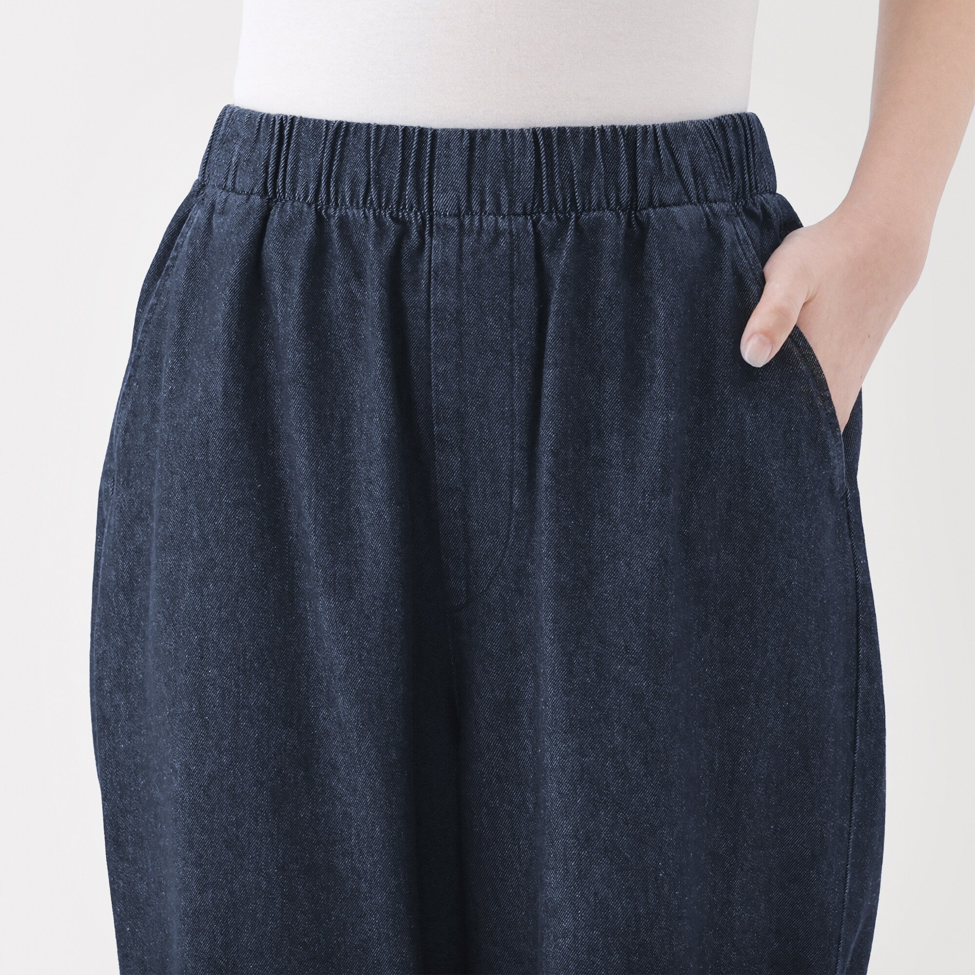 Washed Denim Easy Tapered Pants - Image 16