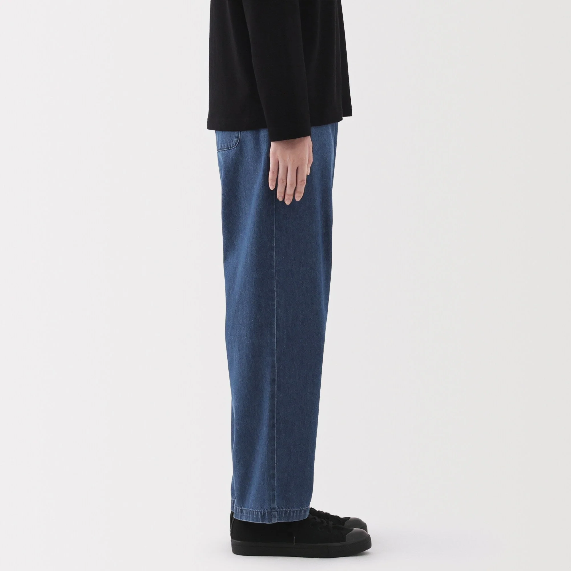 Washed Denim Easy Tapered Pants - Image 5