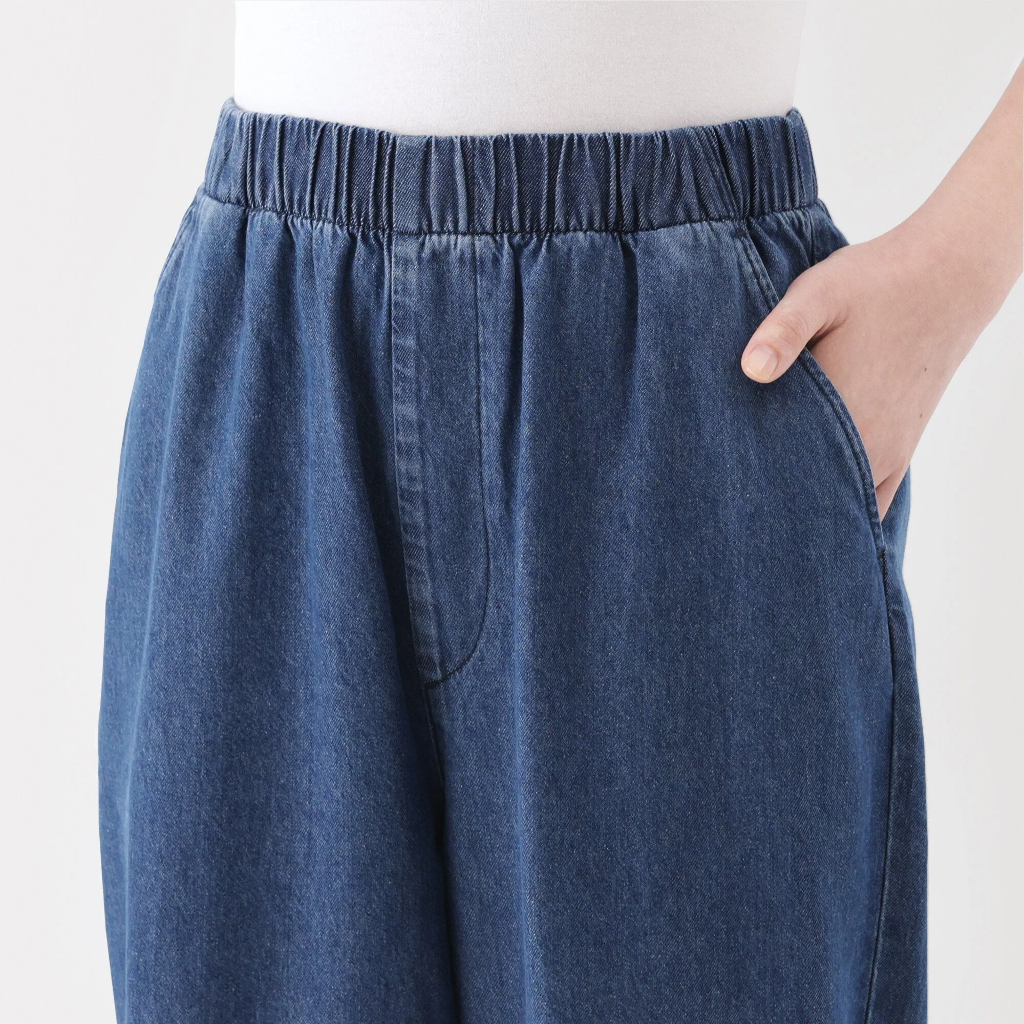 Washed Denim Easy Tapered Pants - Image 7