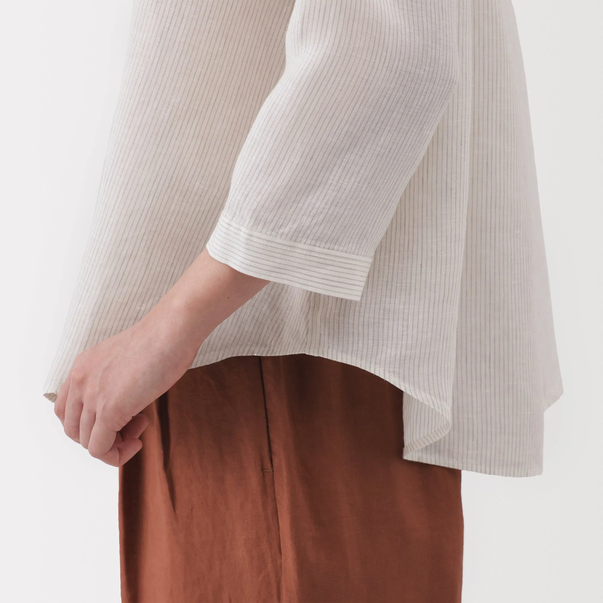Women's Linen 3/4 Sleeve Striped Blouse - Image 18