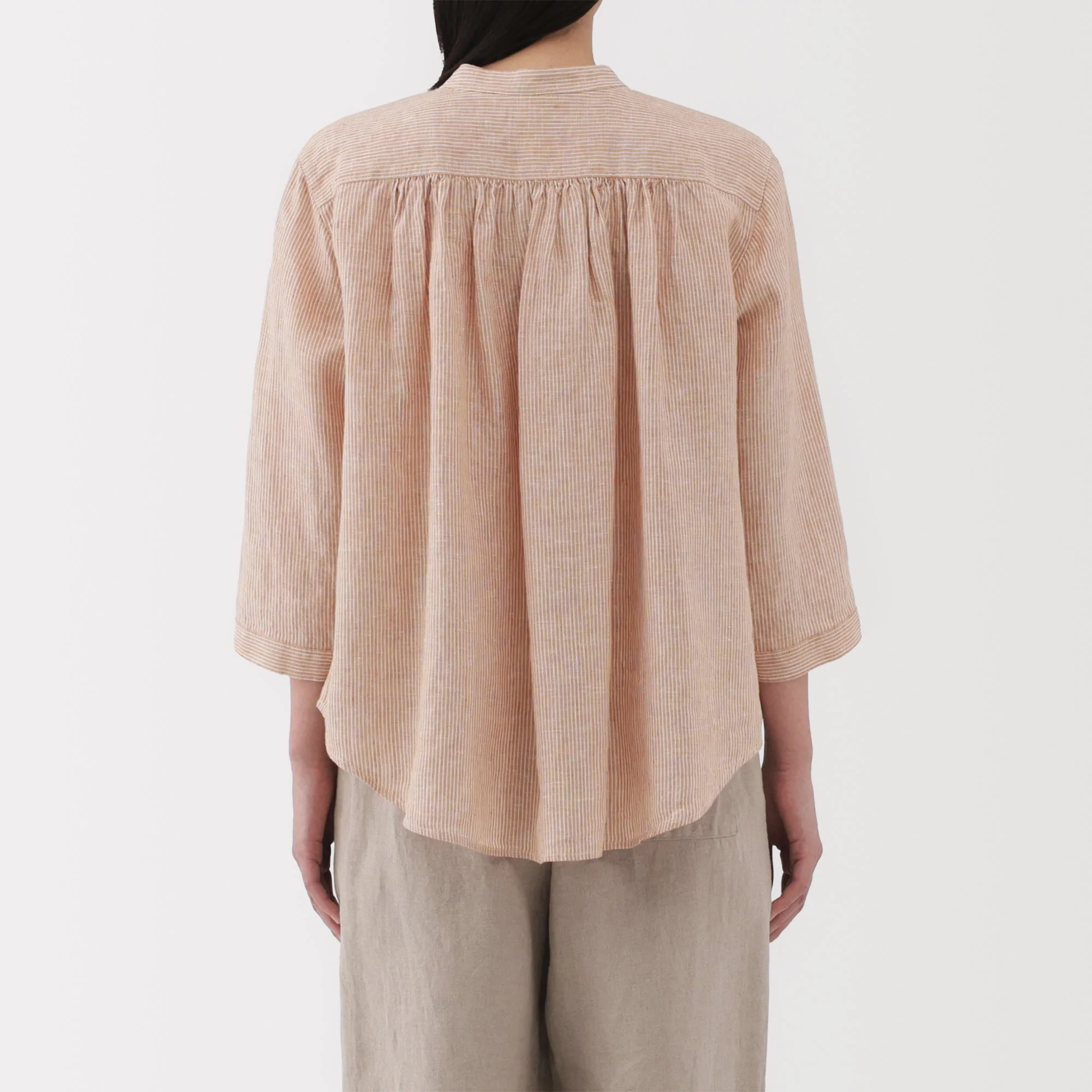 Women's Linen 3/4 Sleeve Striped Blouse - Image 6