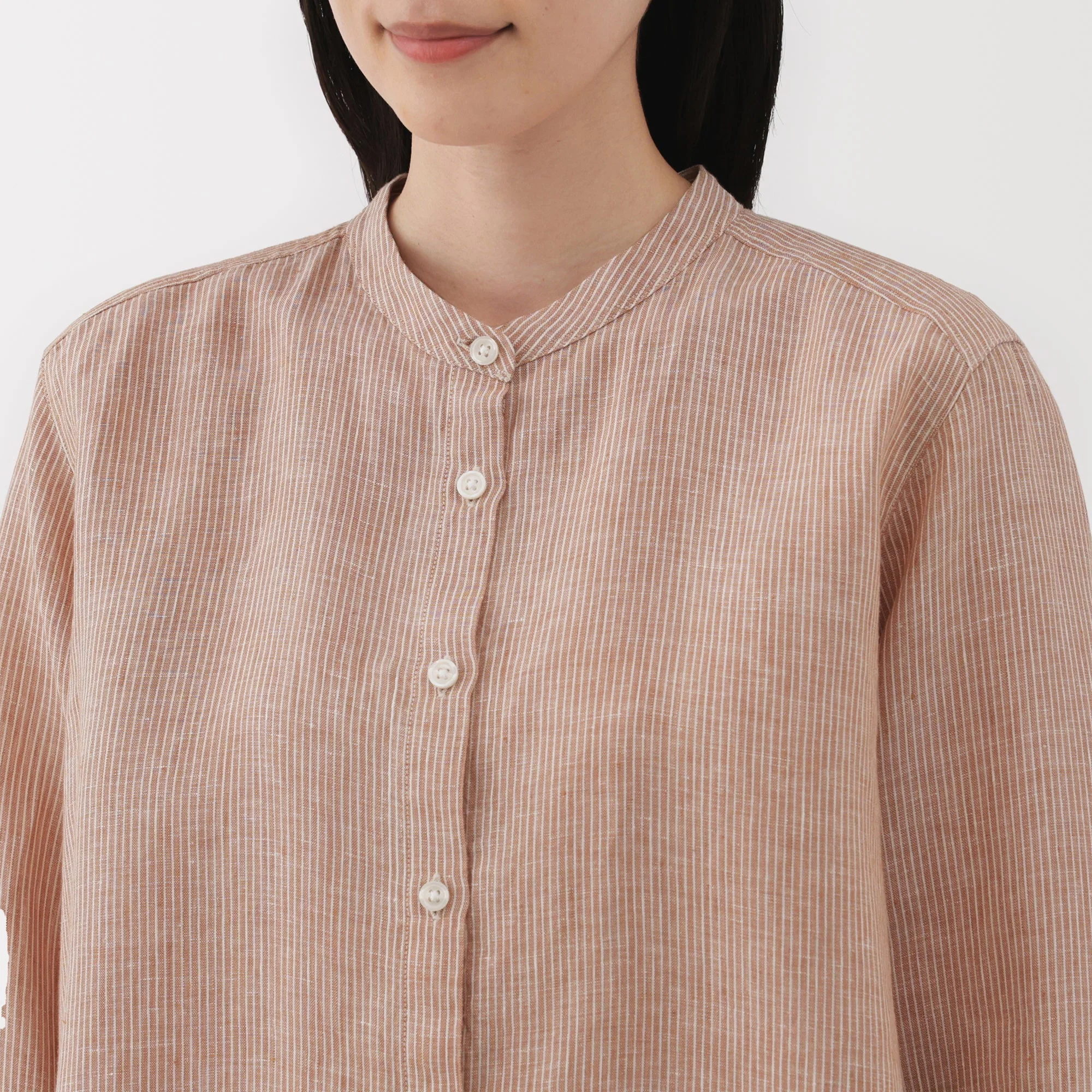 Women's Linen 3/4 Sleeve Striped Blouse - Image 7