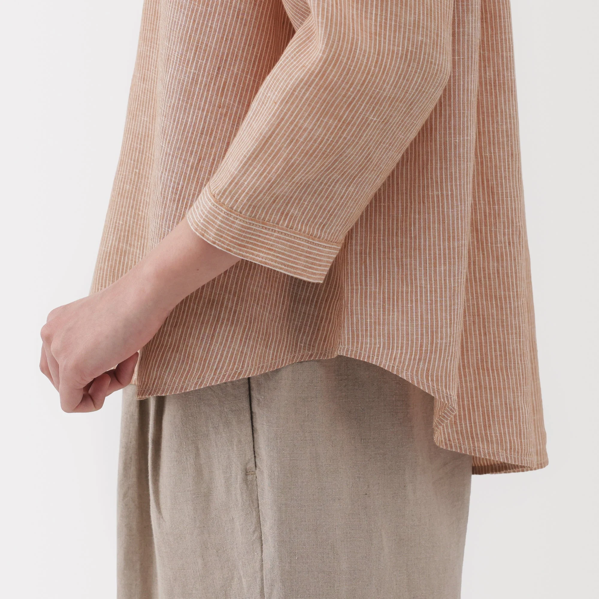 Women's Linen 3/4 Sleeve Striped Blouse - Image 8
