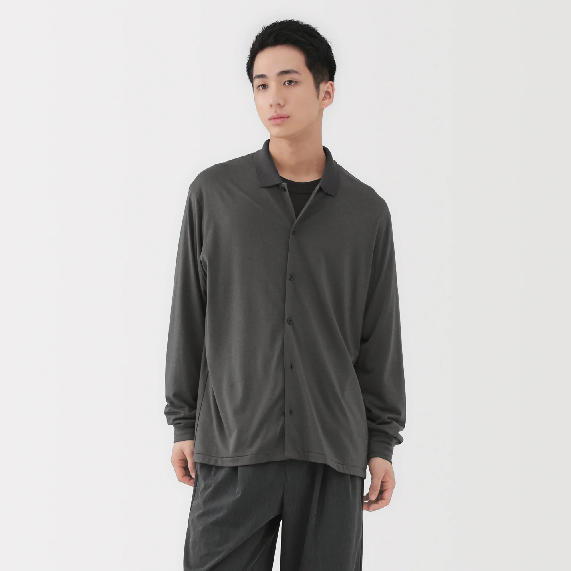 Wool Blend Shirt Cardigan - Image 3