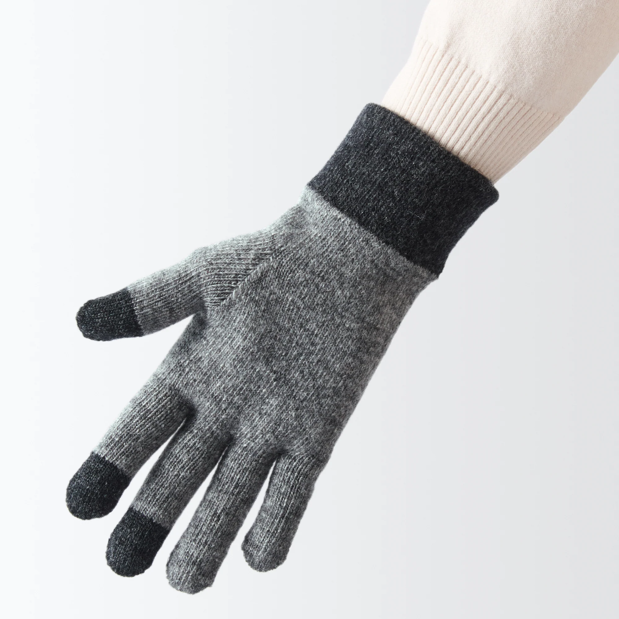 Wool Blend Touchscreen Bicolor Gloves - Image 13