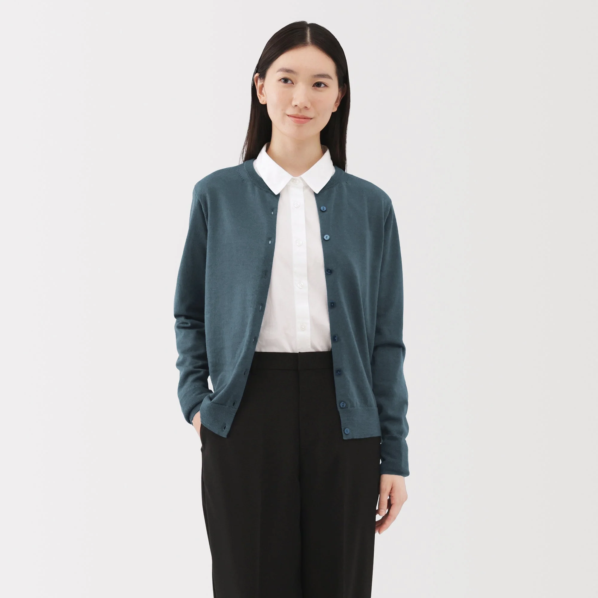 Wool Crewneck Cardigan